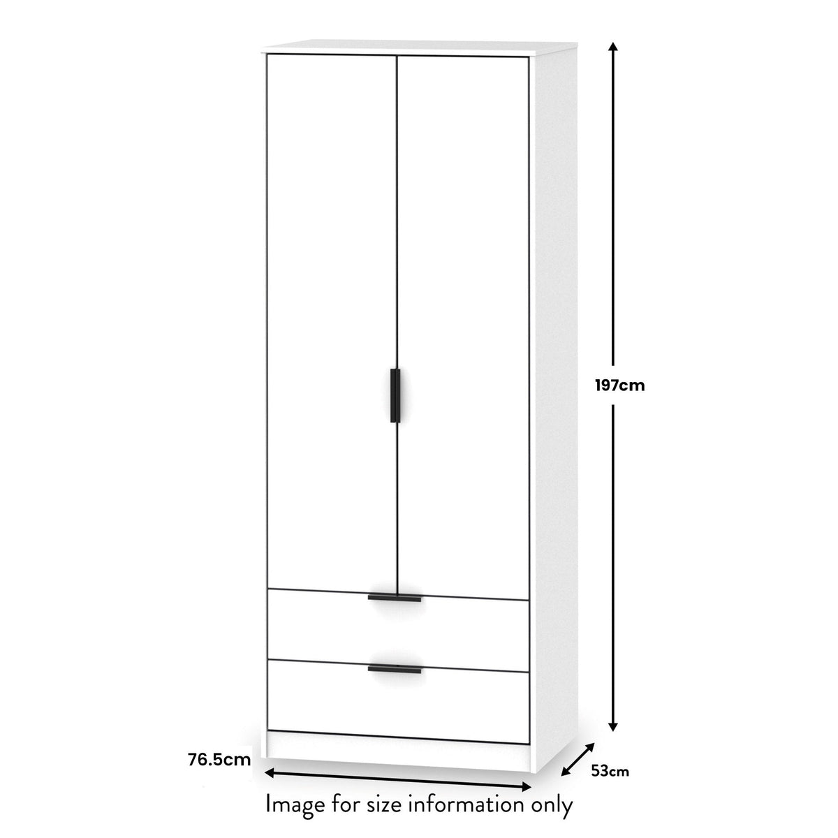 Asher White 2 Door 2 Drawer Double Wardrobe