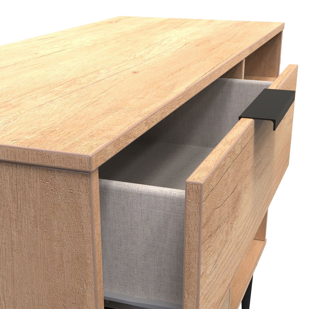 Asher Light Oak 3 Drawer TV Unit with Black Legs