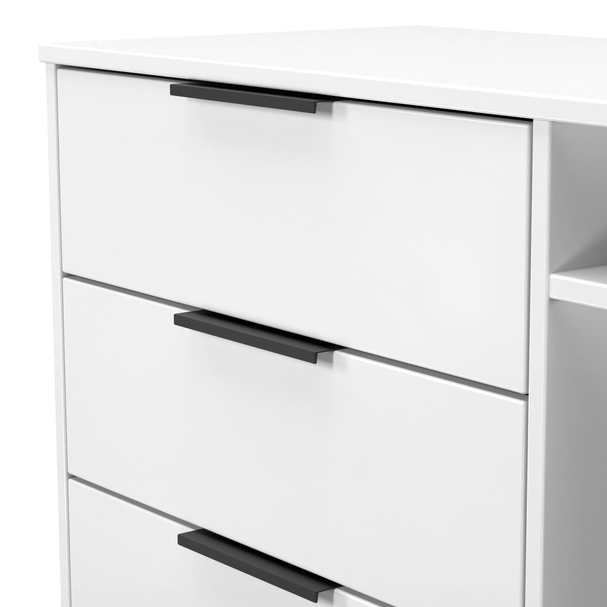 Asher White 3 Drawer TV Unit with Black Legs