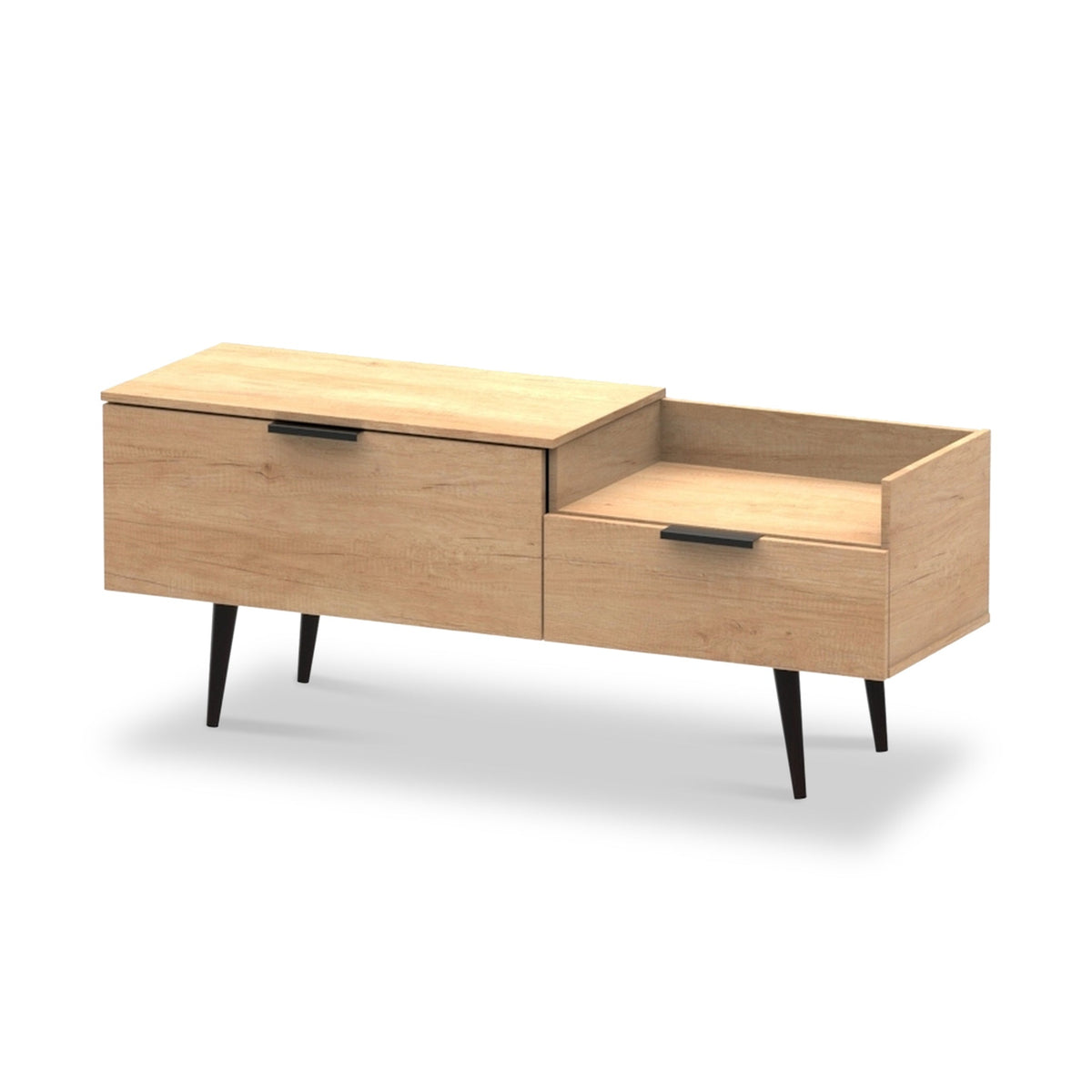 Asher Light Oak TV Console Unit with Black Legs