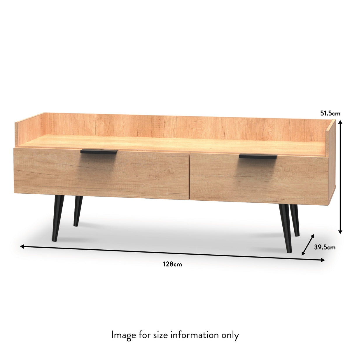 Asher Light Oak Media Console Unit with Black Legs