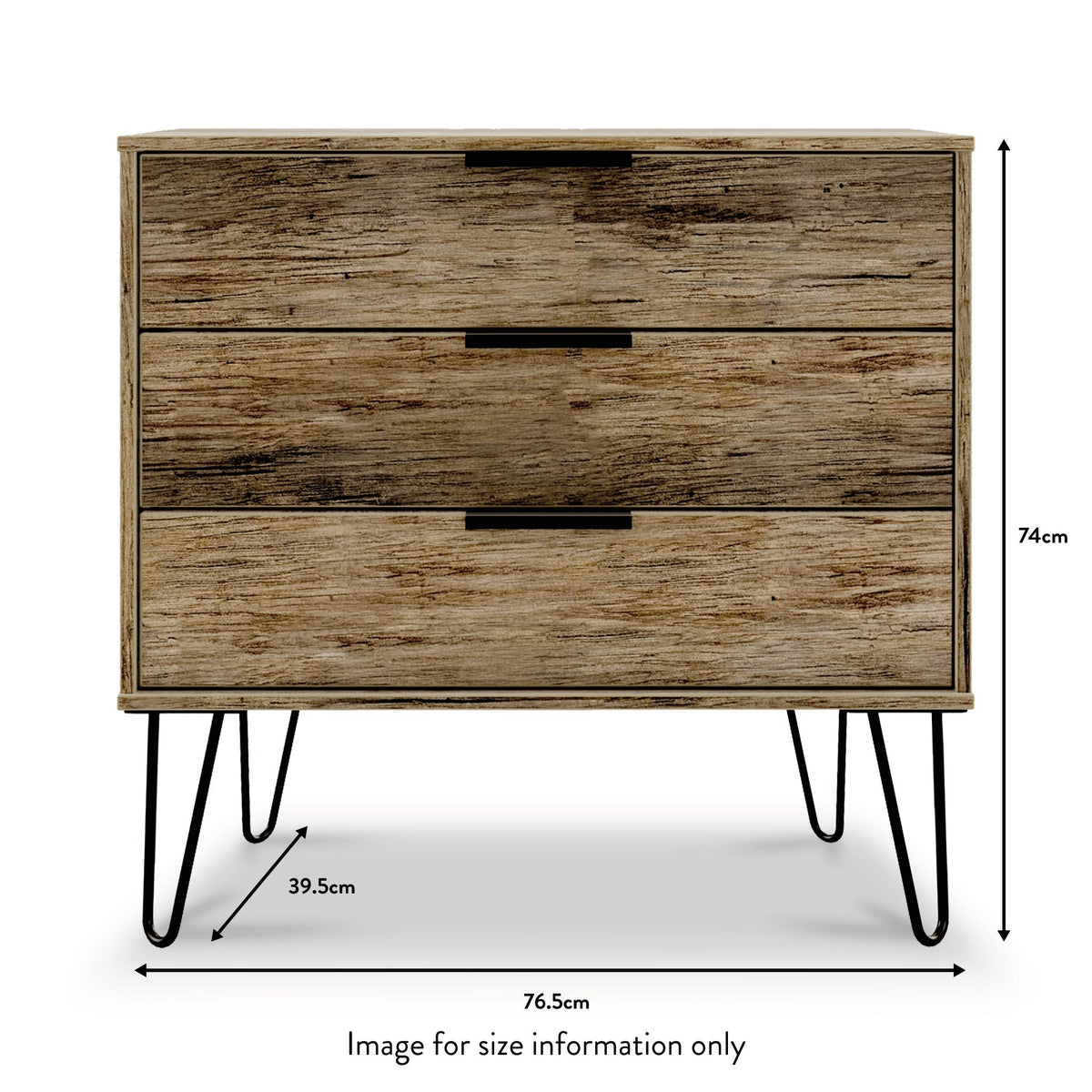 Moreno Rustic Oak 3 Drawer Chest