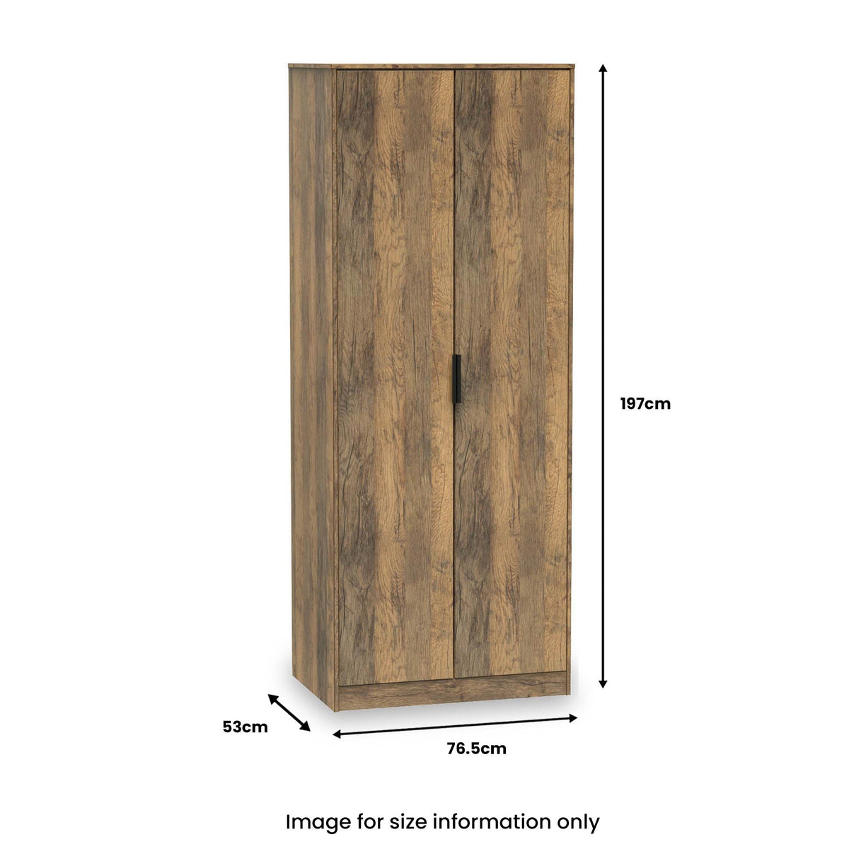 Moreno Rustic Oak 2 Door Double Wardrobe