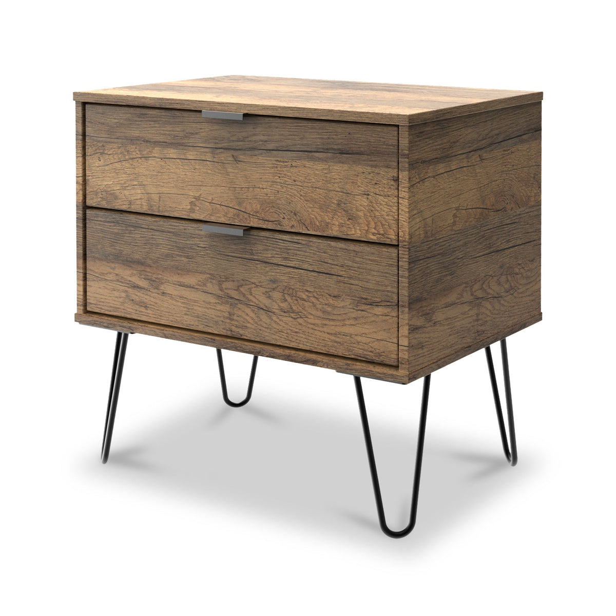Moreno Rustic Oak 2 Drawer Side Table