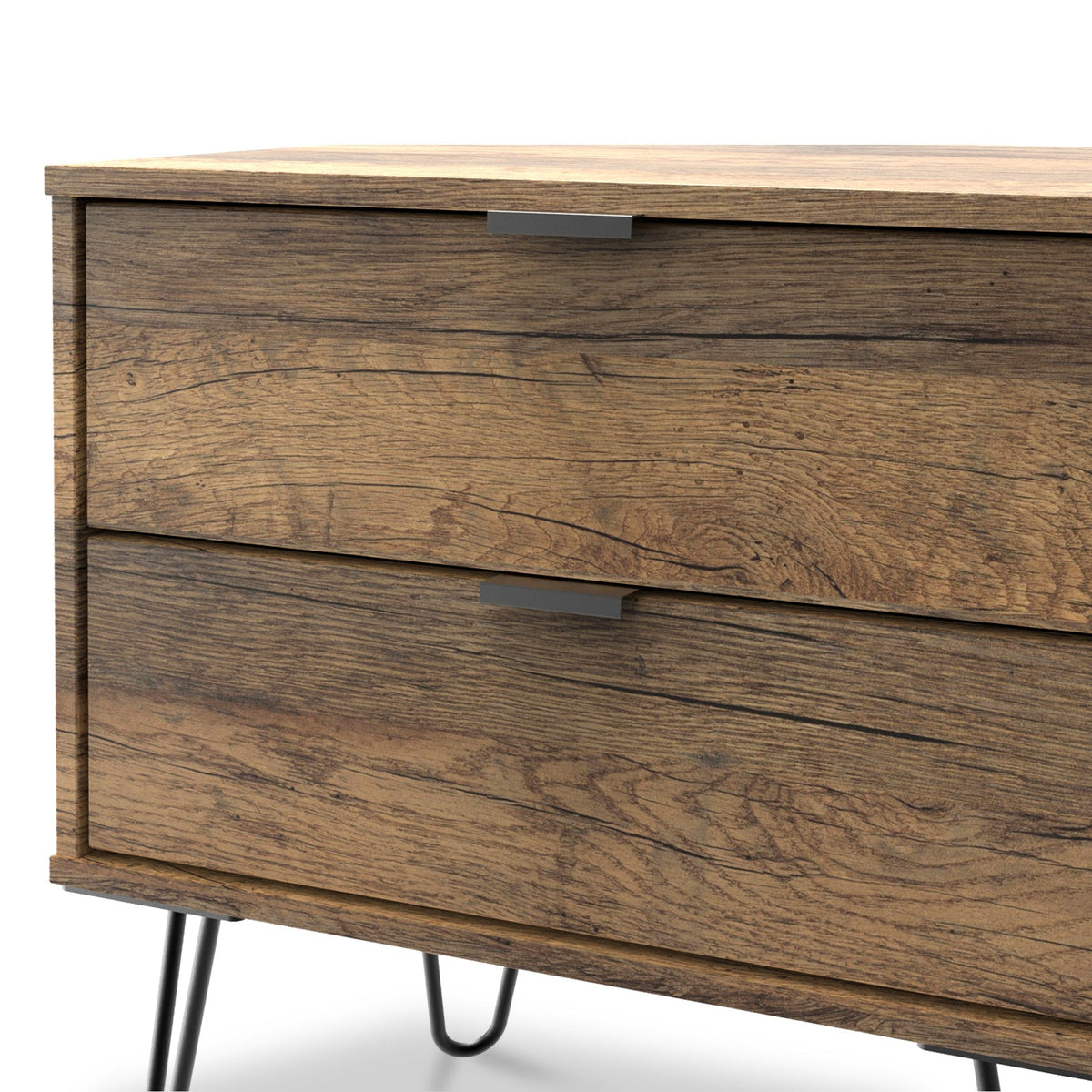 Moreno Rustic Oak 2 Drawer Side Table