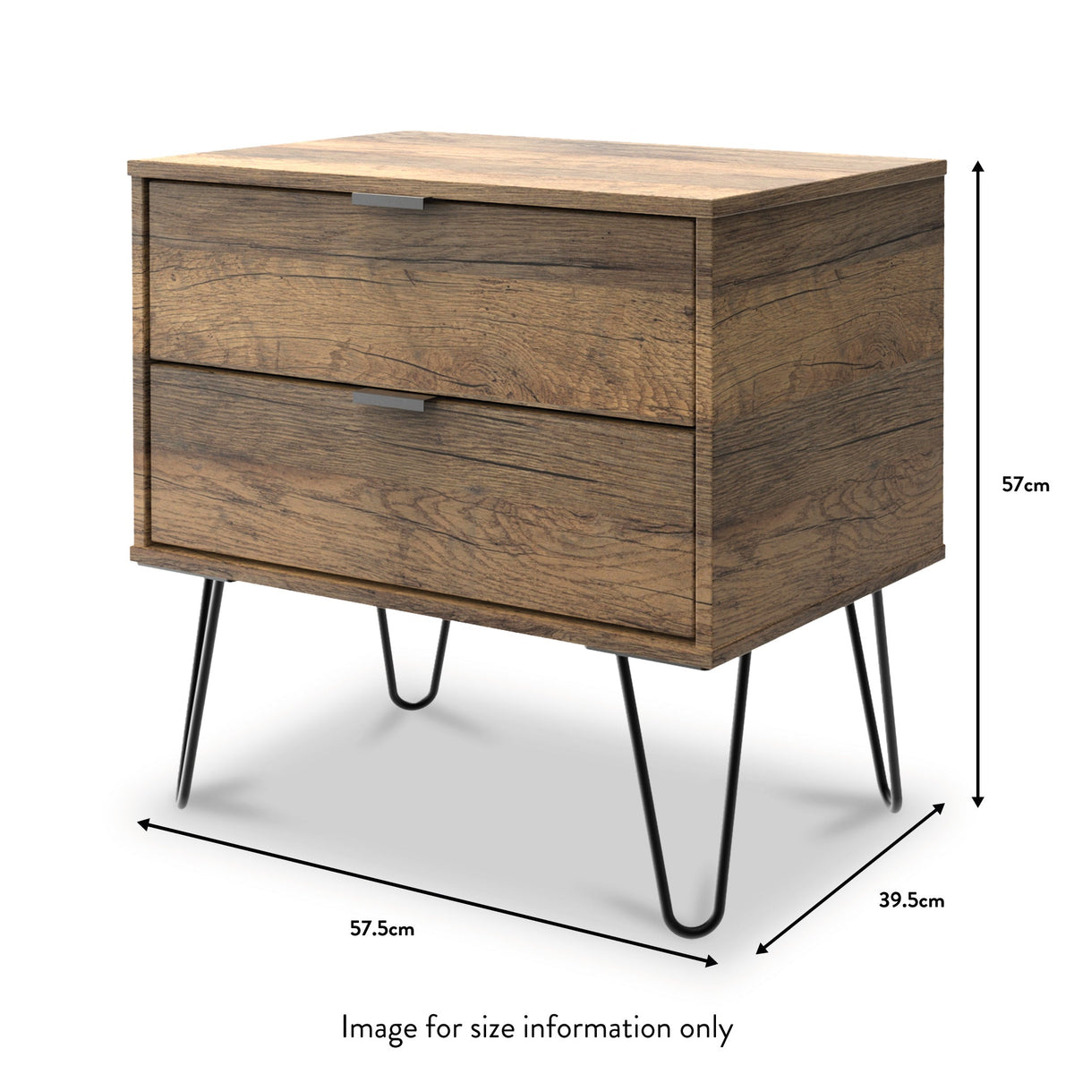 Moreno Rustic Oak 2 Drawer Side Table