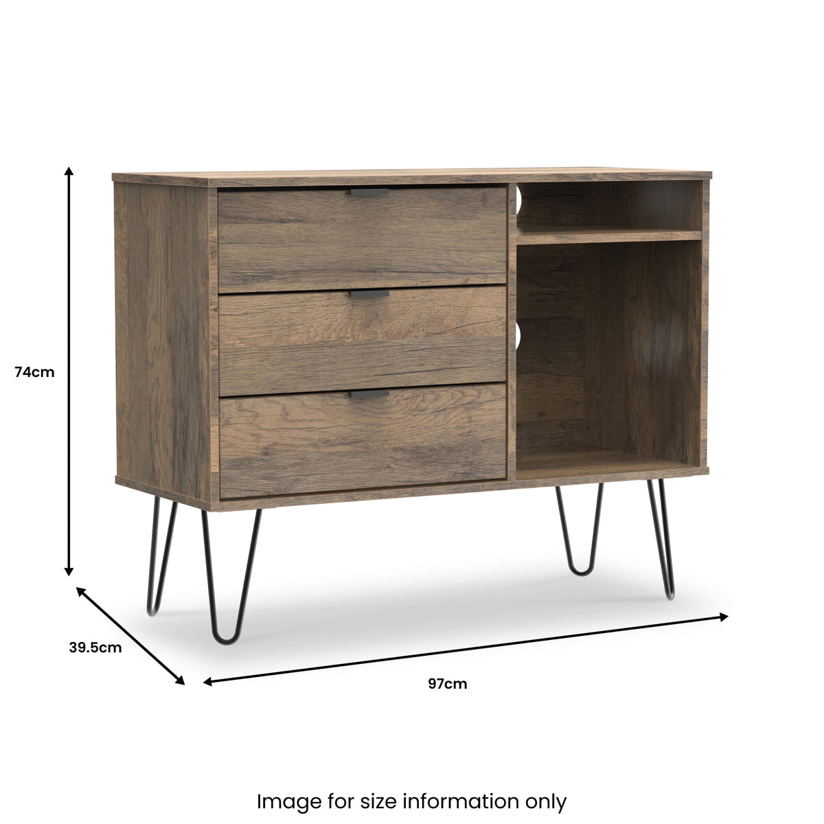 Moreno Rustic Oak 3 Drawer TV Unit