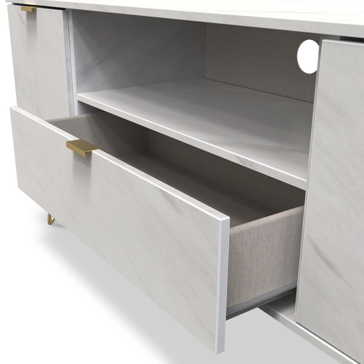 Moreno Marble 2 Door 1 Drawer Wide TV Unit