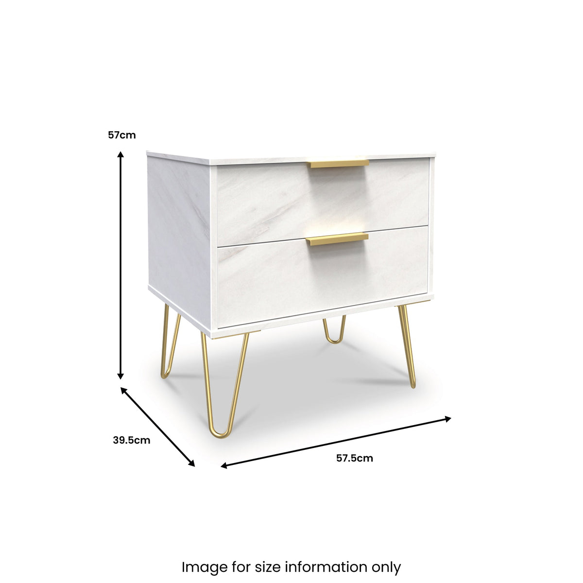 Moreno Marble Effect 2 Drawer Side Table