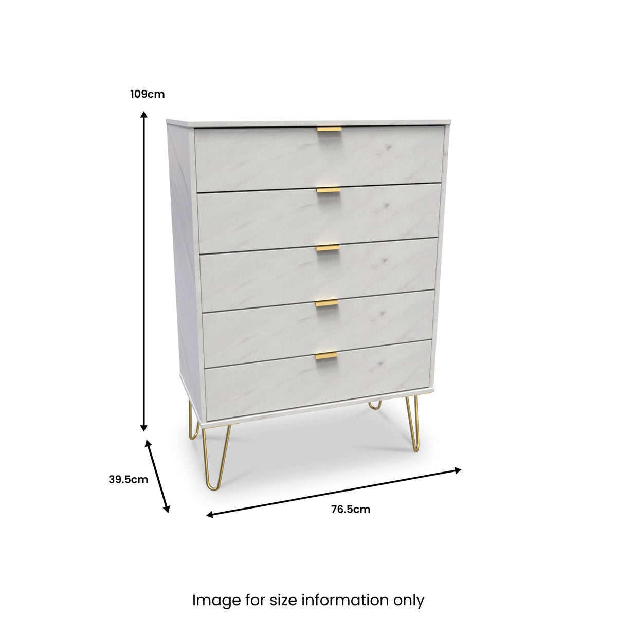 Moreno Marble Effect 5 Drawer Chest