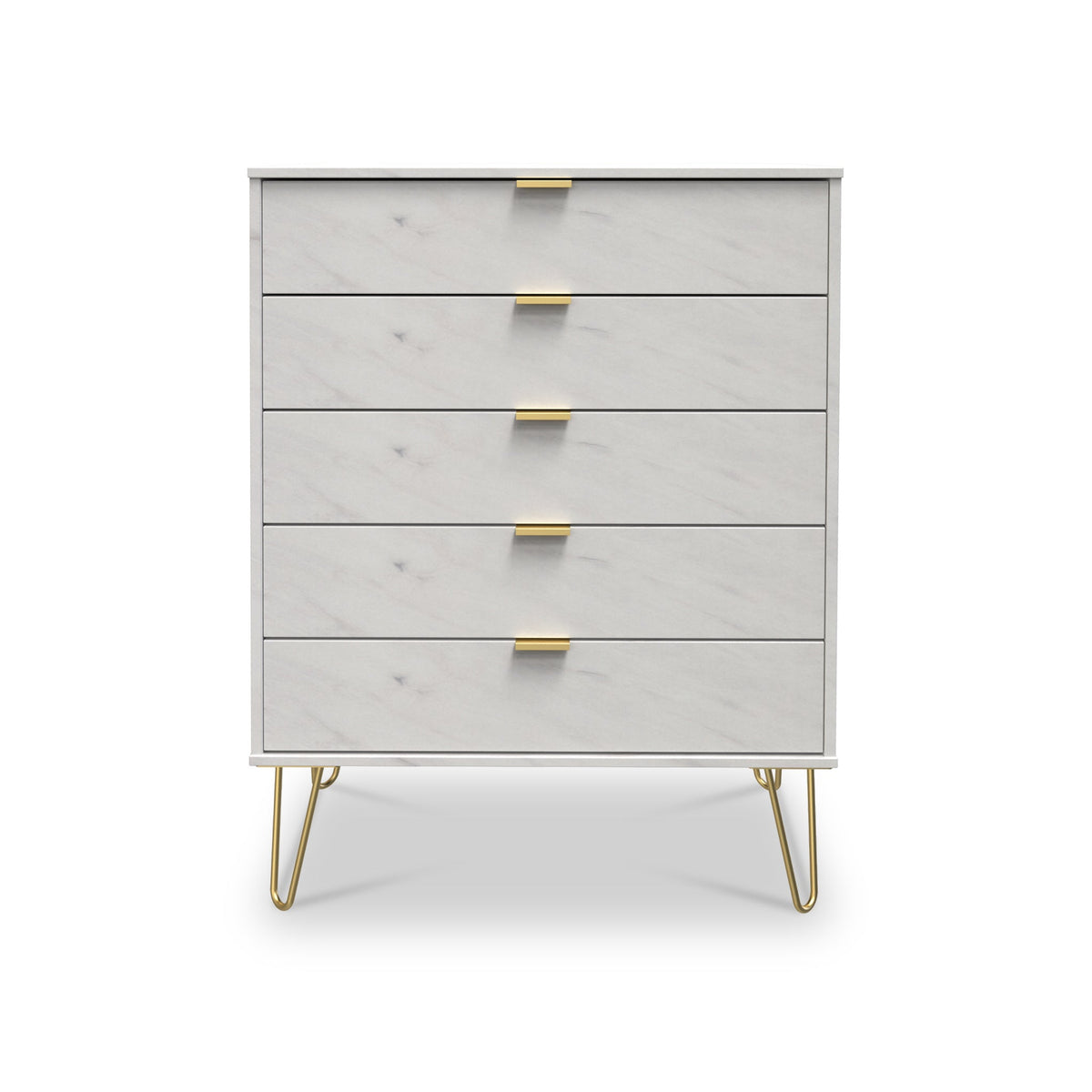 Moreno Marble Effect 5 Drawer Chest