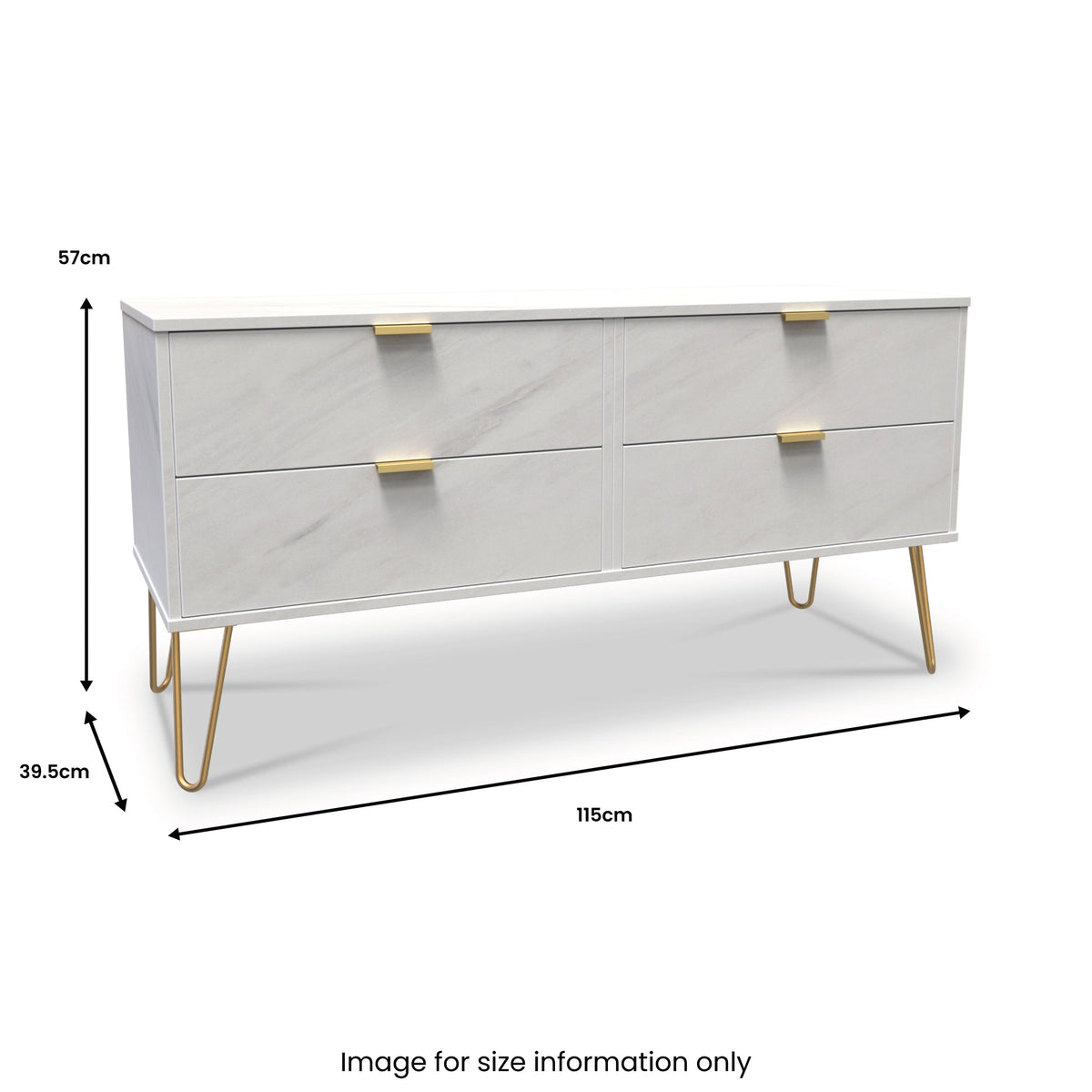 Moreno Marble 4 Drawer Low Storage Unit