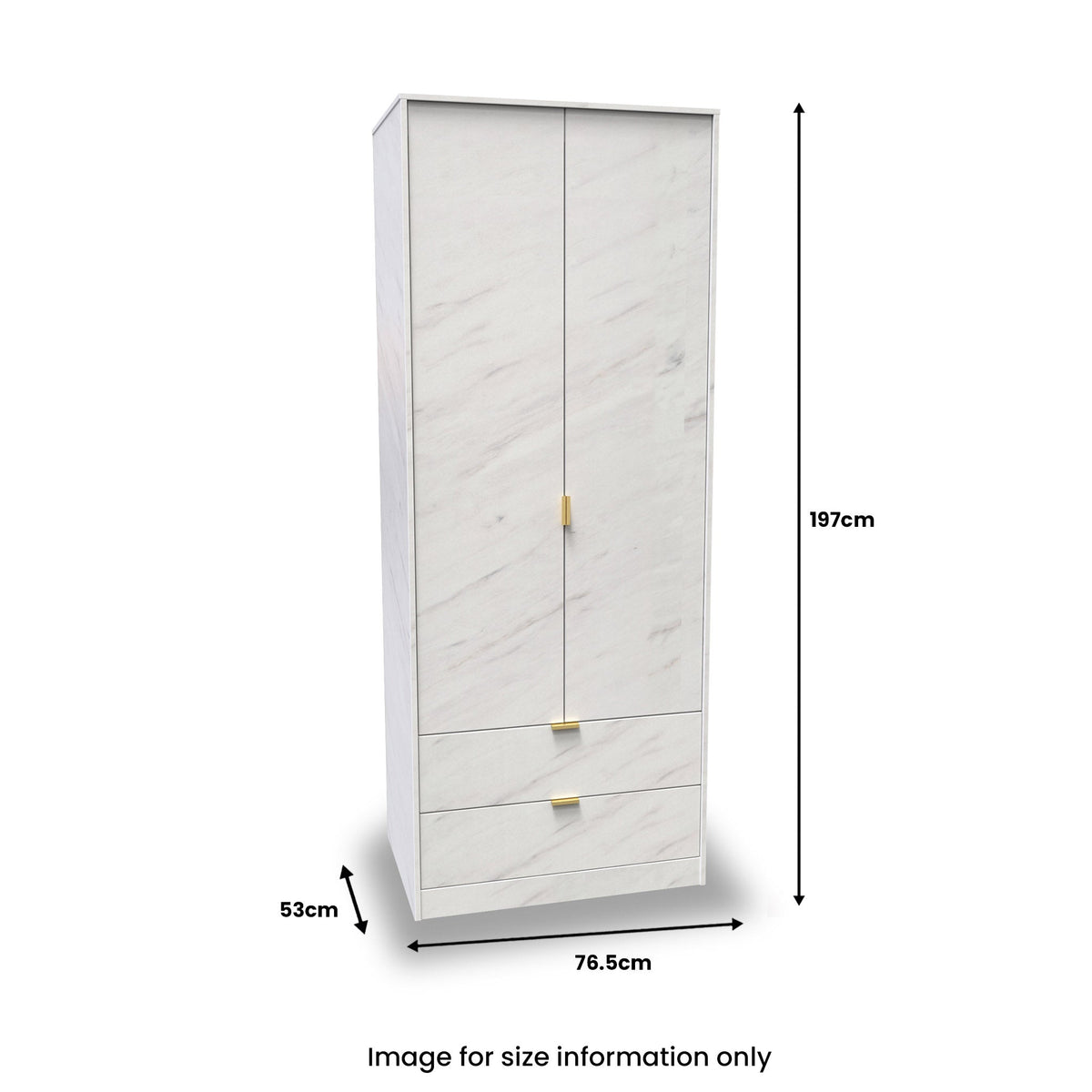 Moreno Marble Effect 2 Door 2 Drawer Double Wardrobe