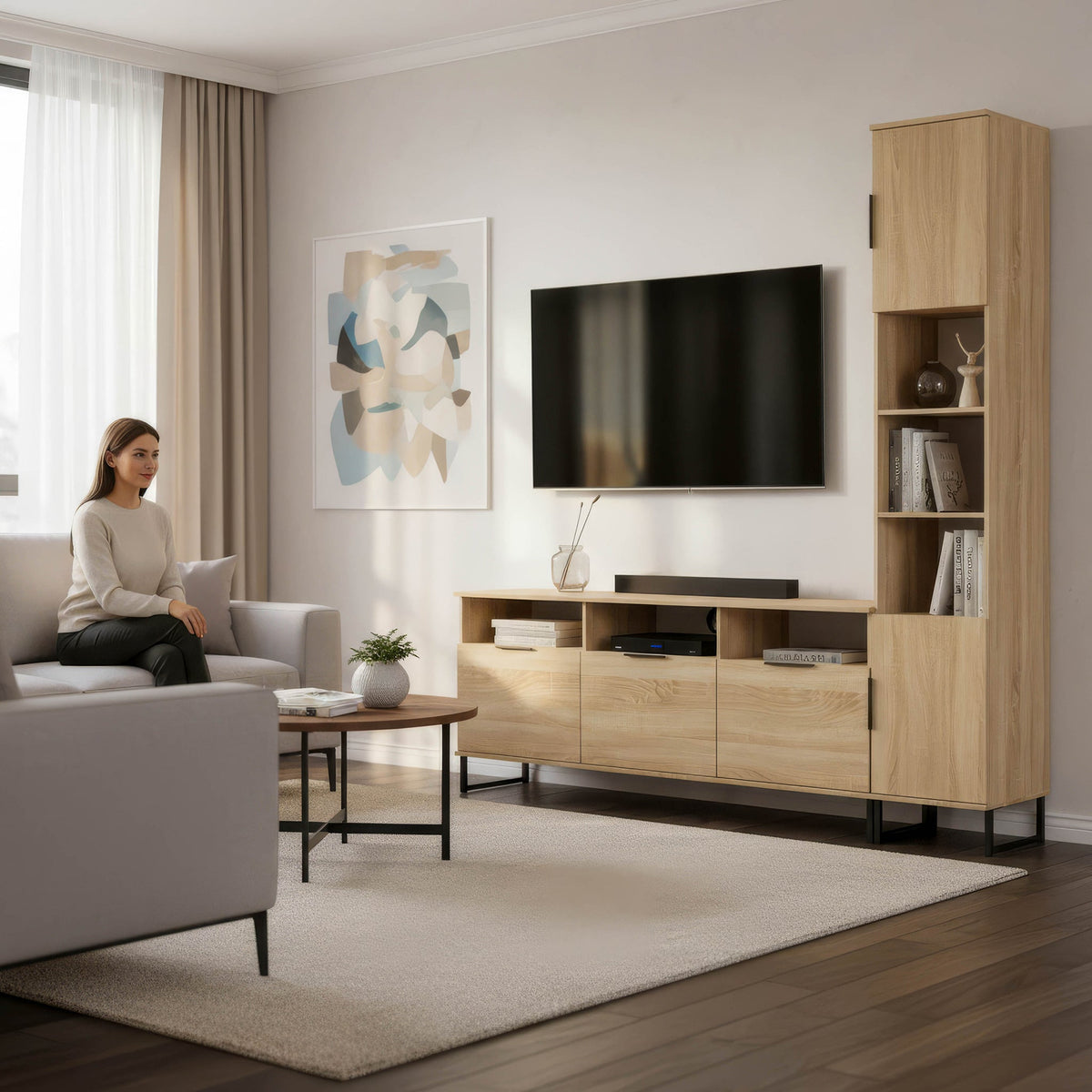 Ashbourne L-Shaped Media Wall TV Unit