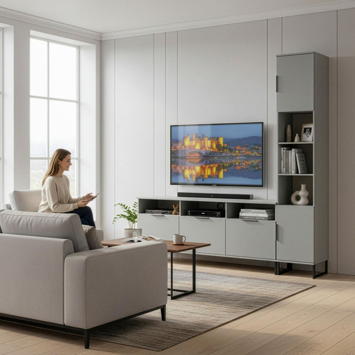 Ashbourne L-Shaped Media Wall TV Unit