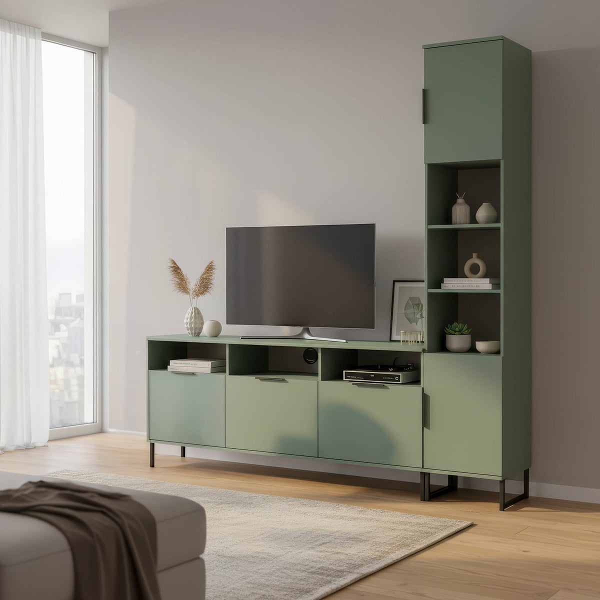 Ashbourne L-Shaped Media Wall TV Unit