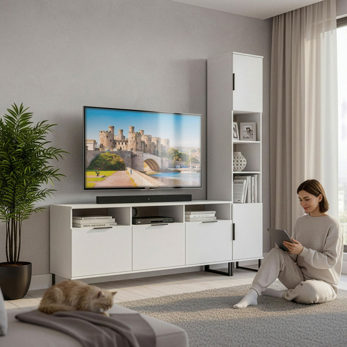 Ashbourne L-Shaped Media Wall TV Unit