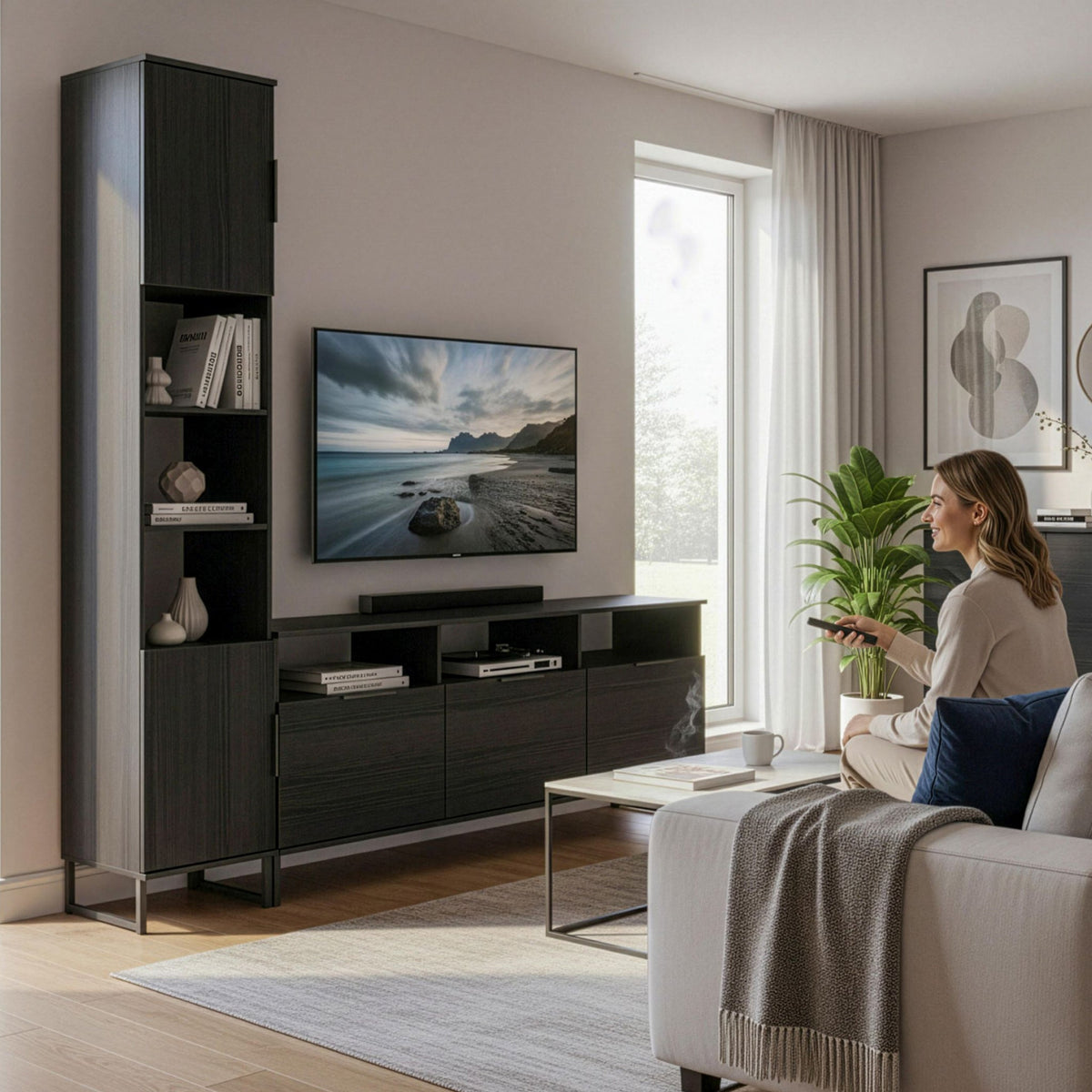 Ashbourne L-Shaped Media Wall TV Unit