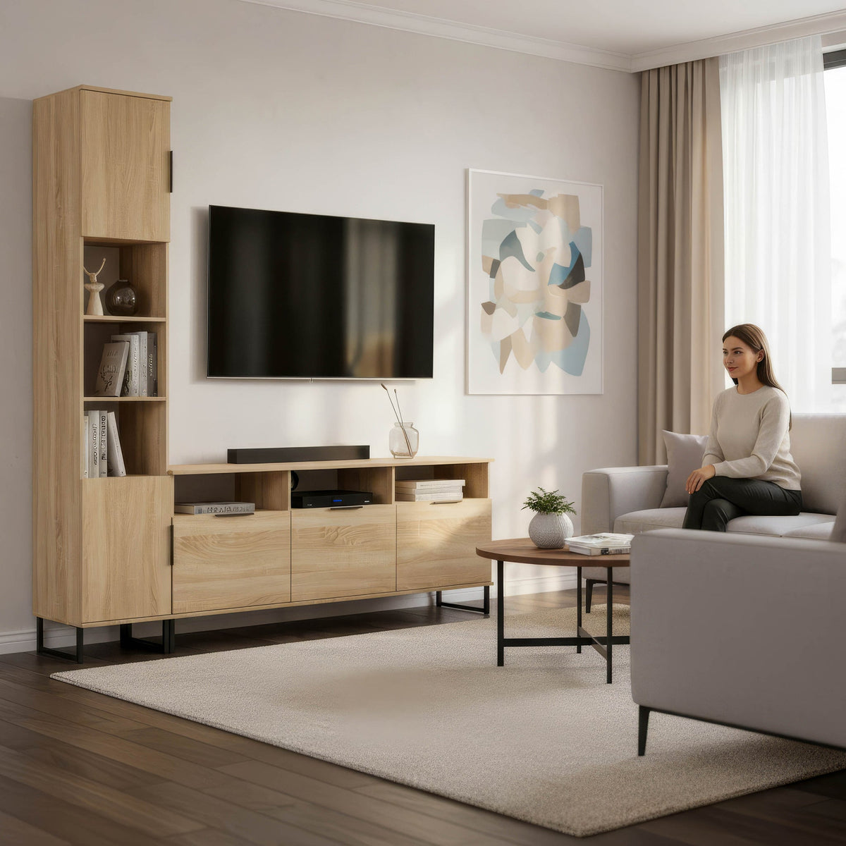 Ashbourne L-Shaped Media Wall TV Unit