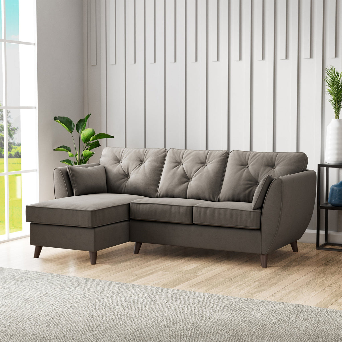 Edison Velvet Chaise Sofa
