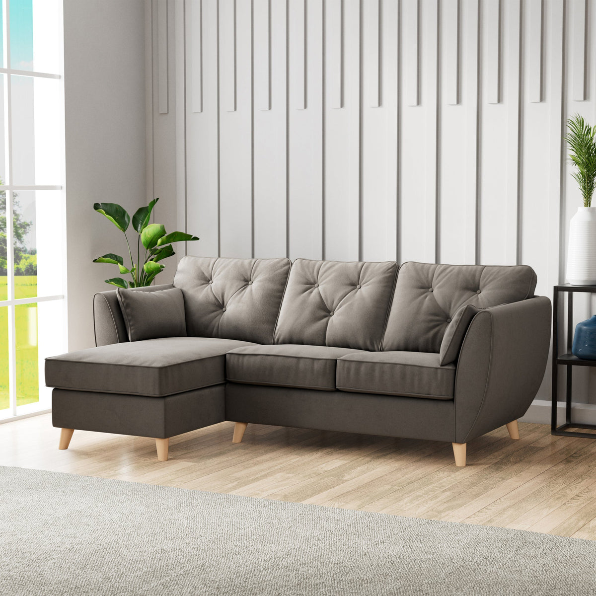 Edison Velvet Chaise Sofa