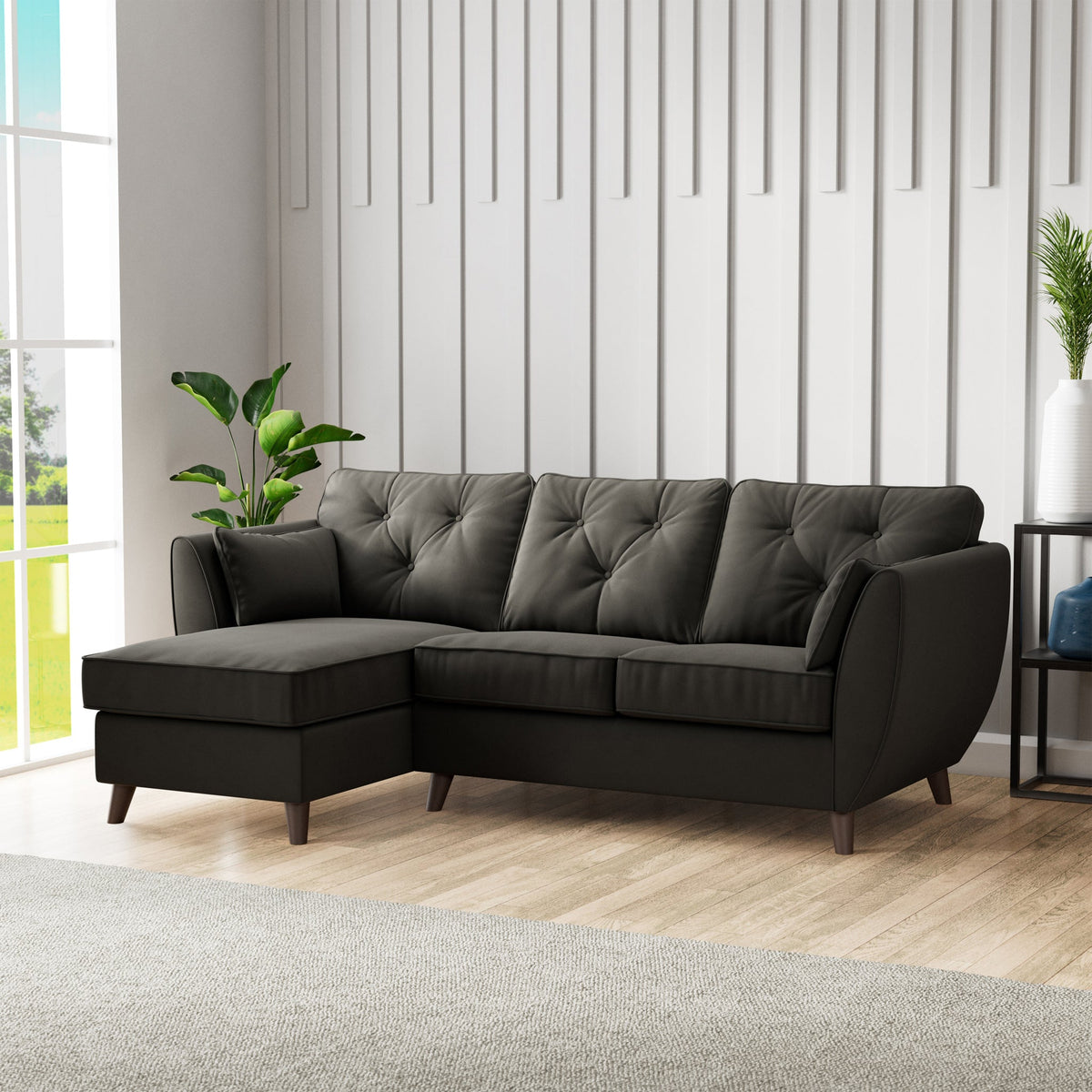 Edison Velvet Chaise Sofa