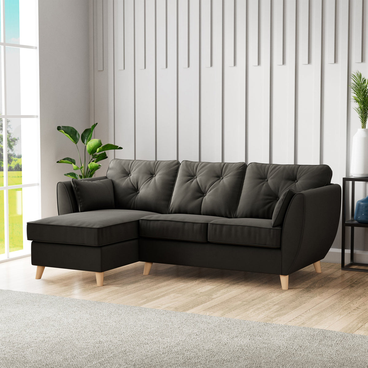 Edison Velvet Chaise Sofa