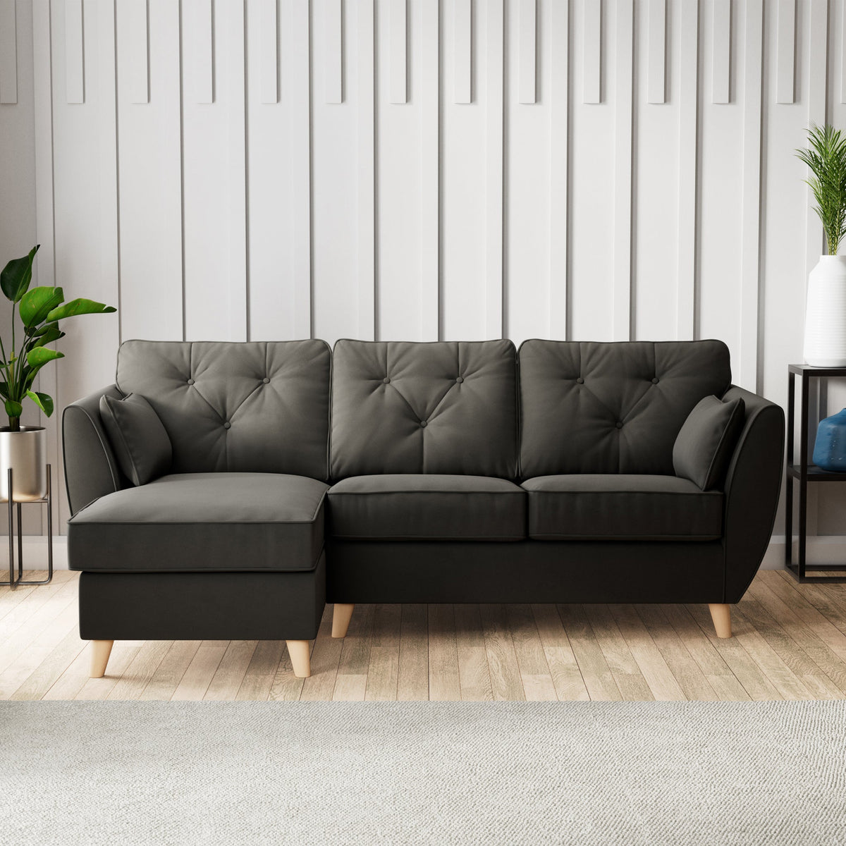 Edison Velvet Chaise Sofa