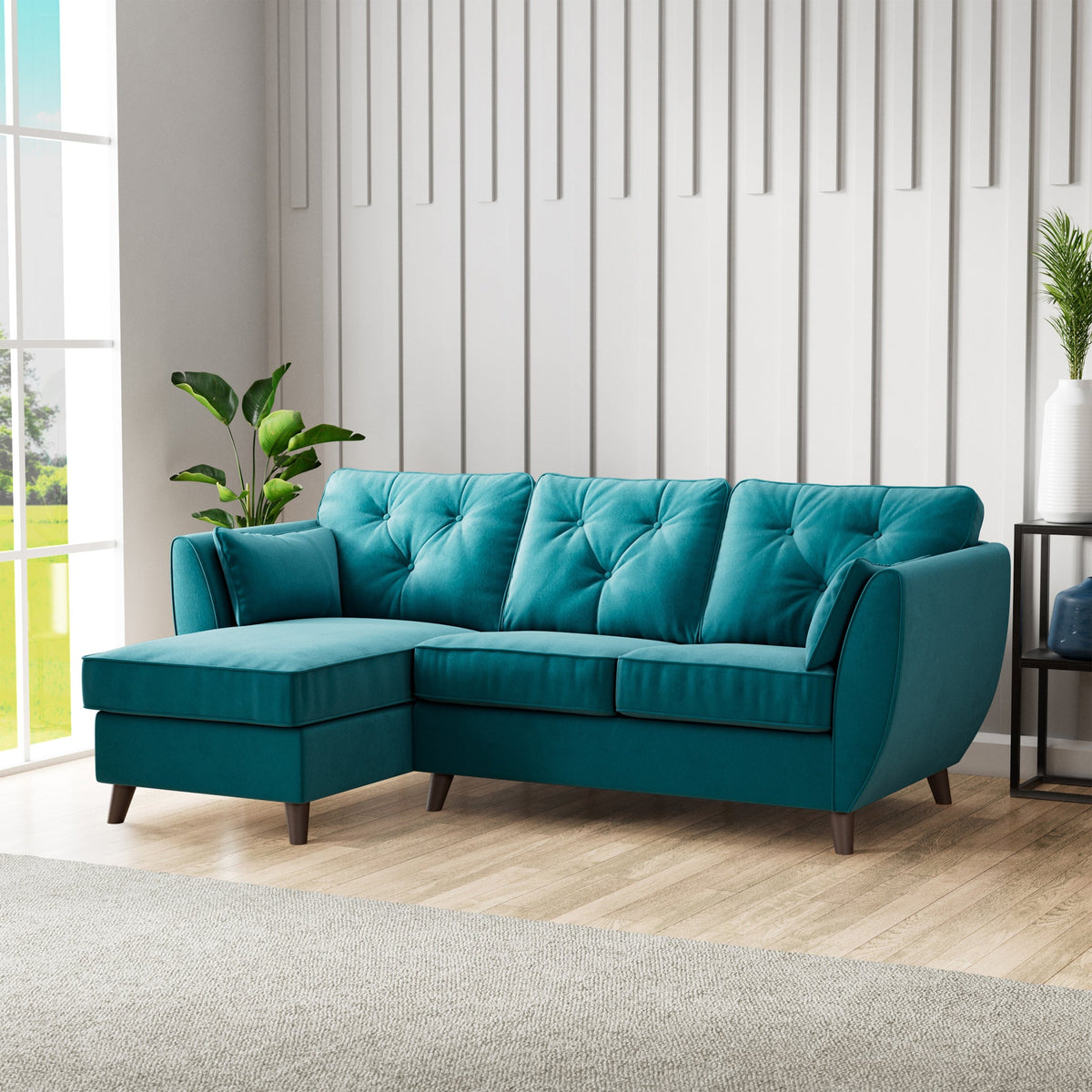 Edison Velvet Chaise Sofa