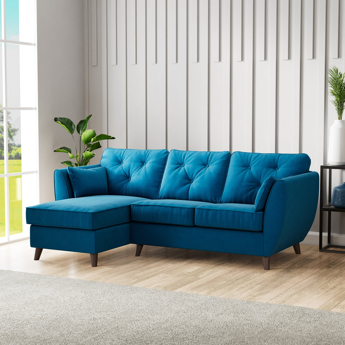 Edison Velvet Chaise Sofa