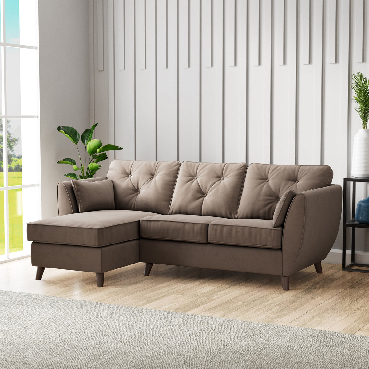 Edison Velvet Chaise Sofa