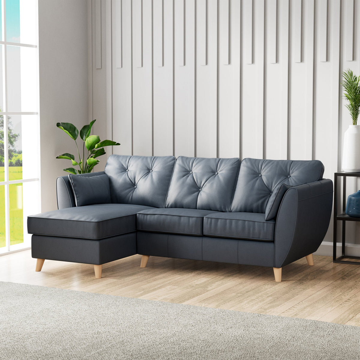Edison Leather Chaise Sofa