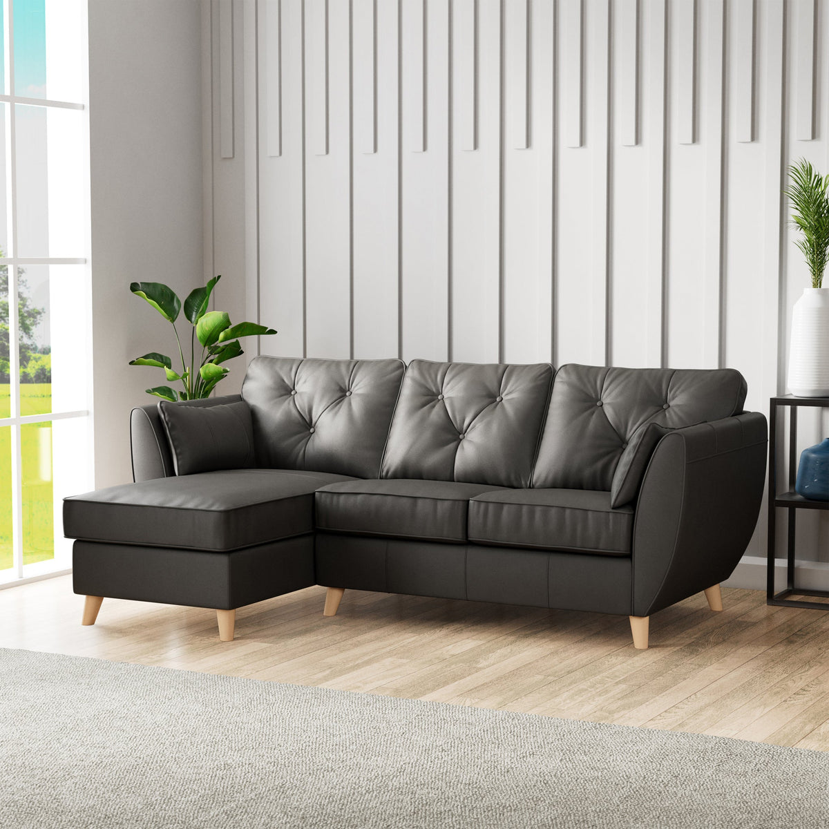 Edison Leather Chaise Sofa