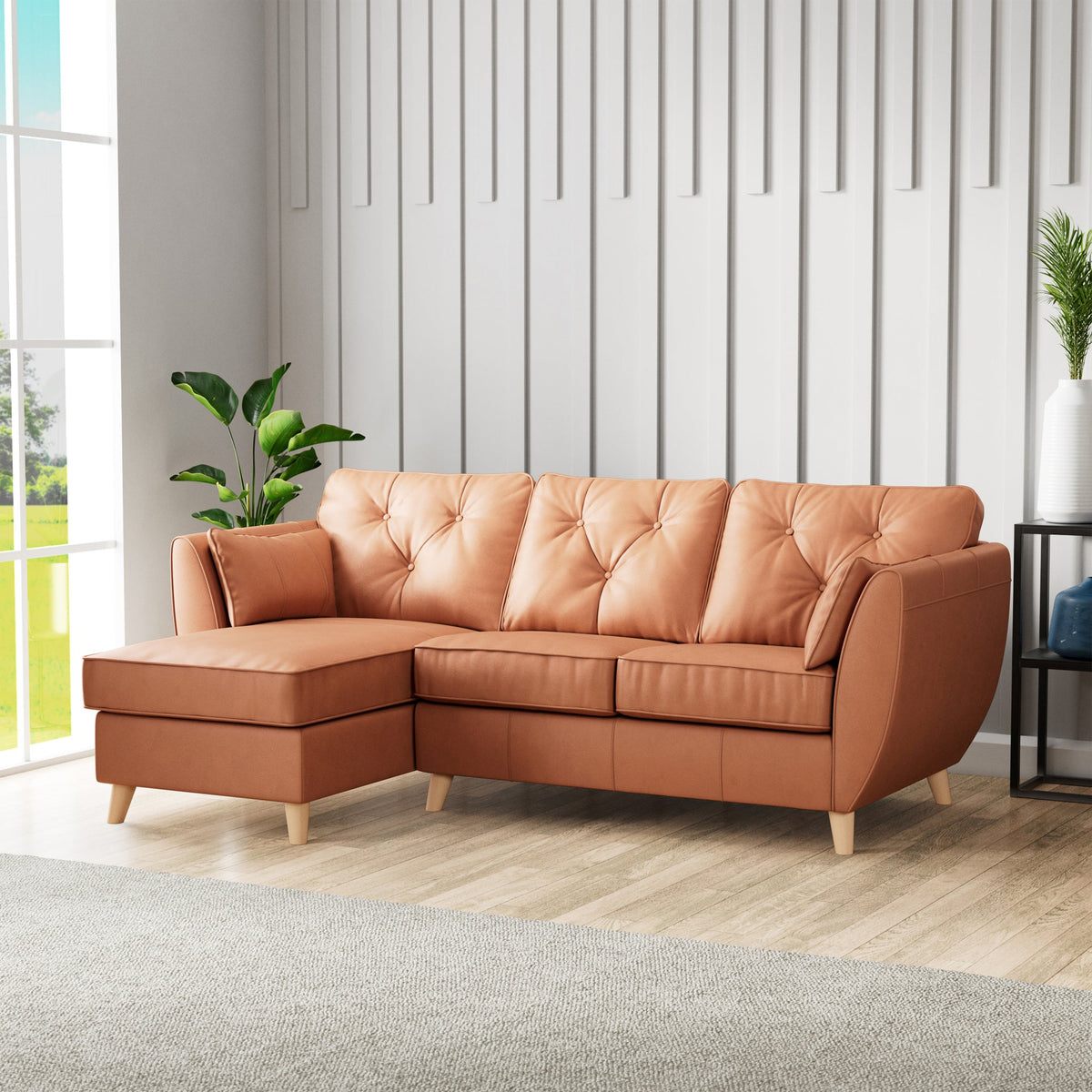 Edison Leather Chaise Sofa
