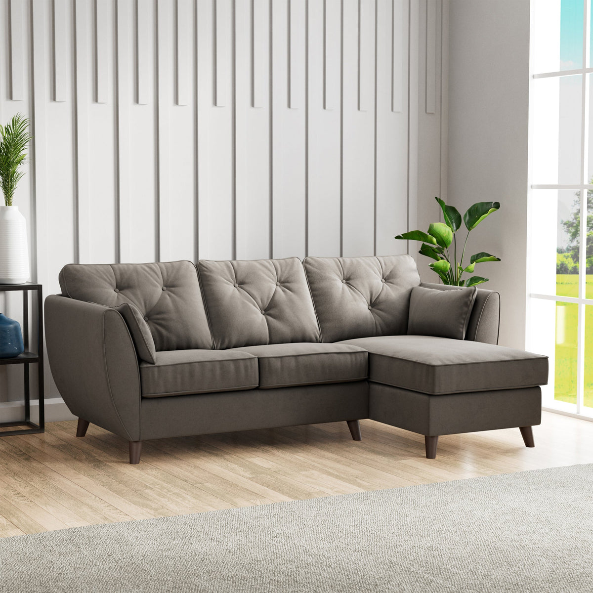 Edison Velvet Chaise Sofa