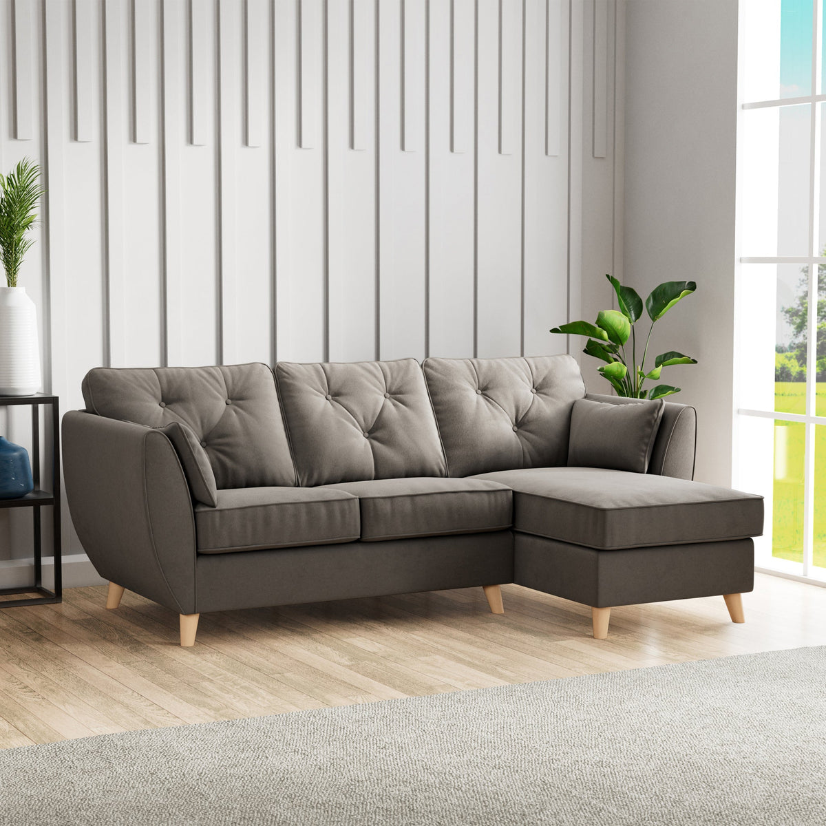 Edison Velvet Chaise Sofa