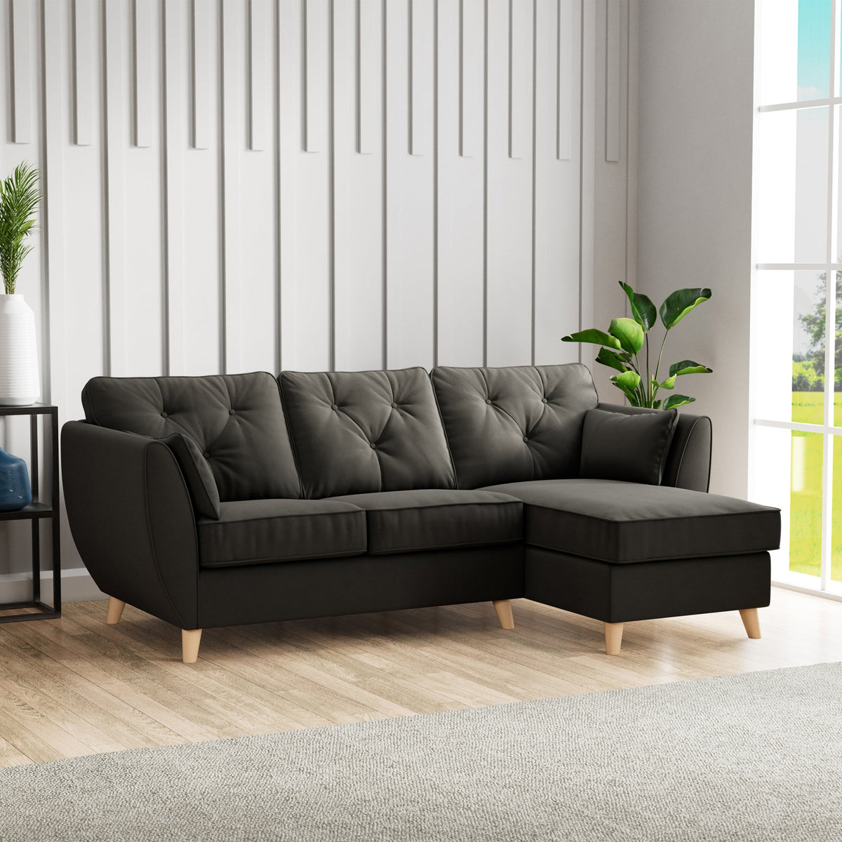 Edison Velvet Chaise Sofa