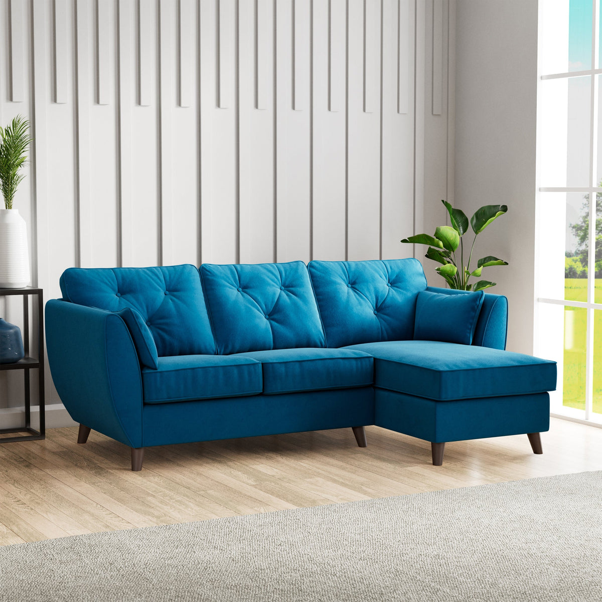 Edison Velvet Chaise Sofa