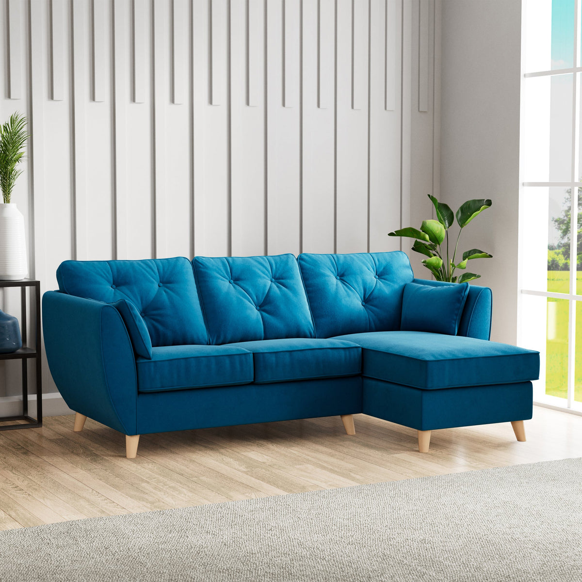 Edison Velvet Chaise Sofa