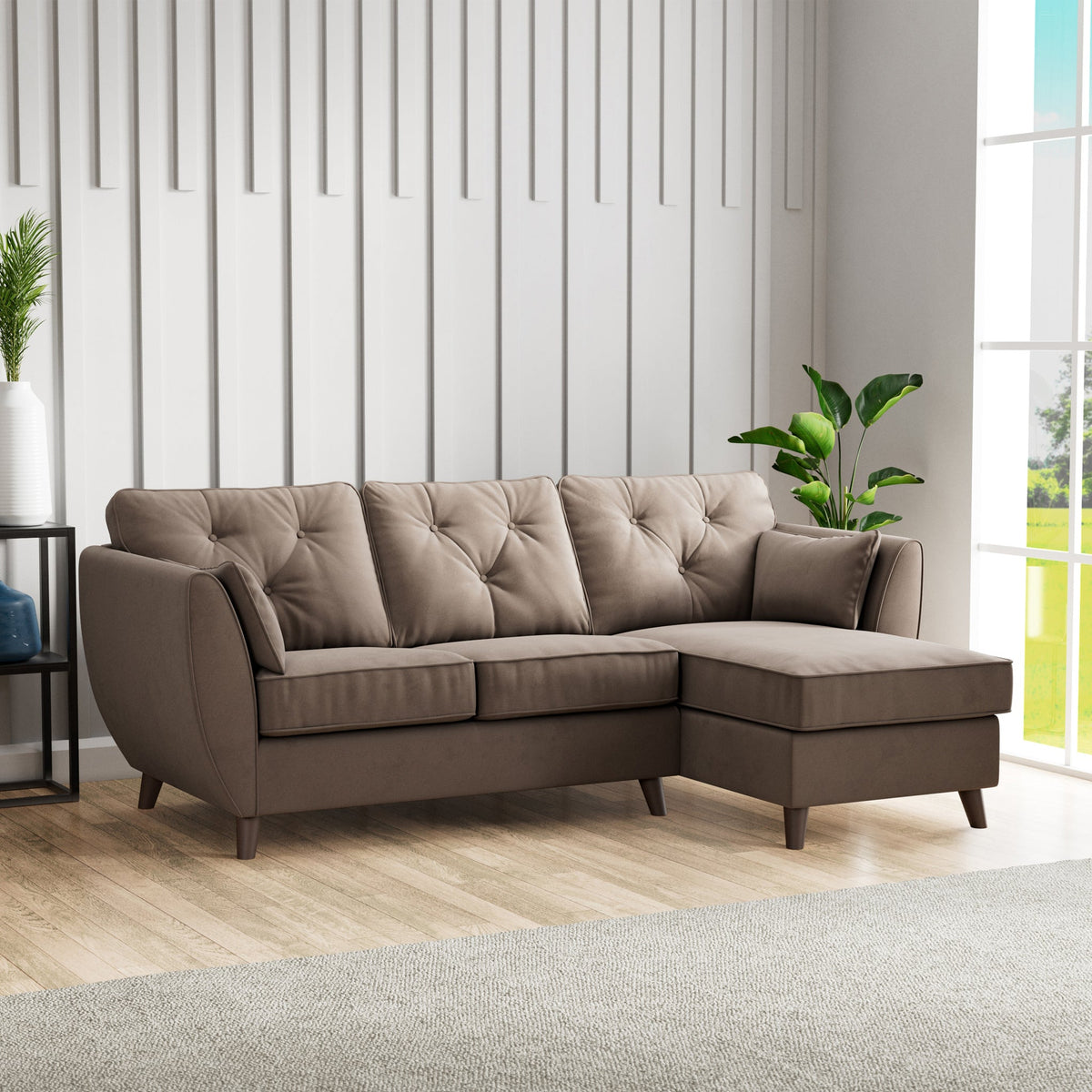 Edison Velvet Chaise Sofa