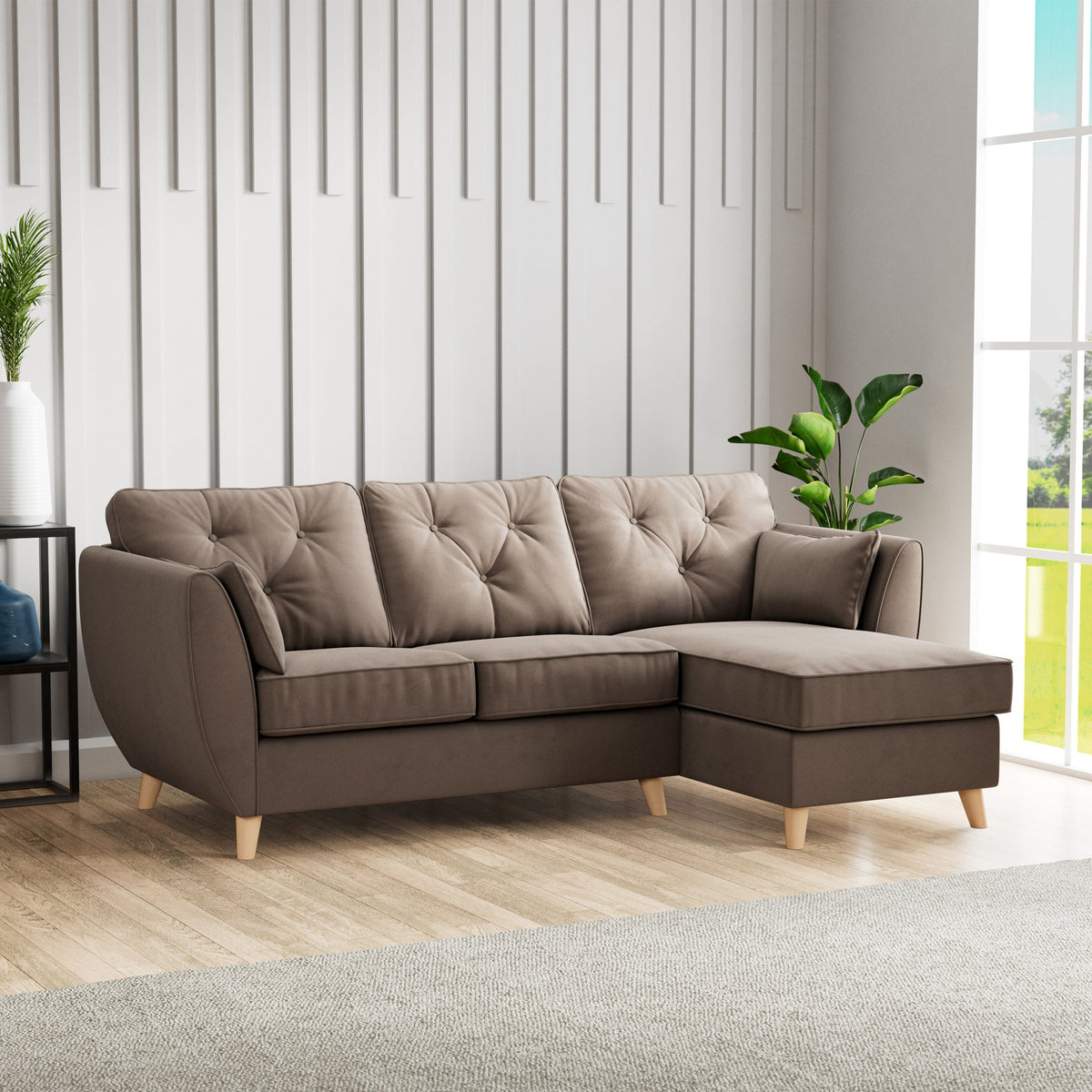 Edison Velvet Chaise Sofa