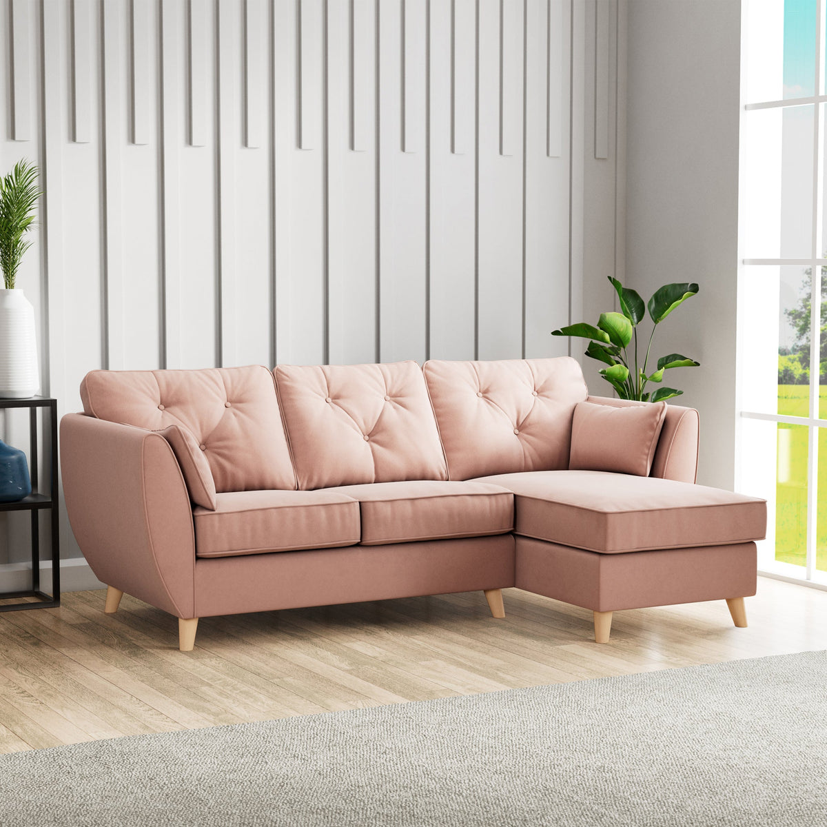 Edison Velvet Chaise Sofa