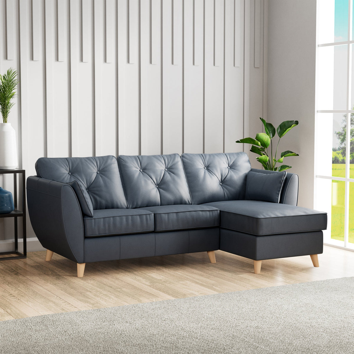 Edison Leather Chaise Sofa