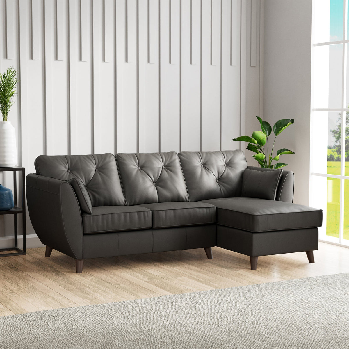 Edison Leather Chaise Sofa
