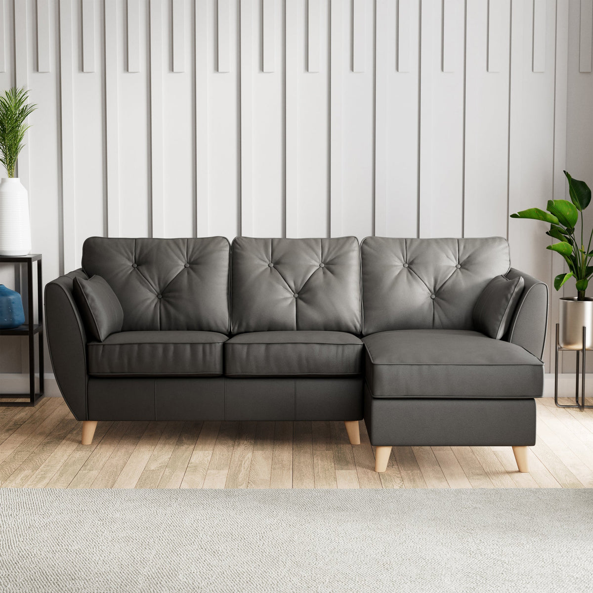 Edison Leather Chaise Sofa