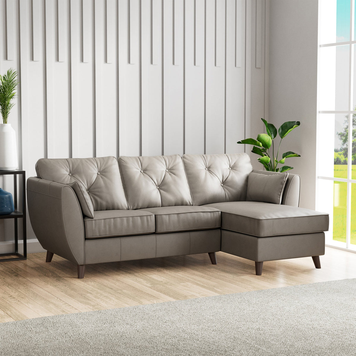 Edison Leather Chaise Sofa