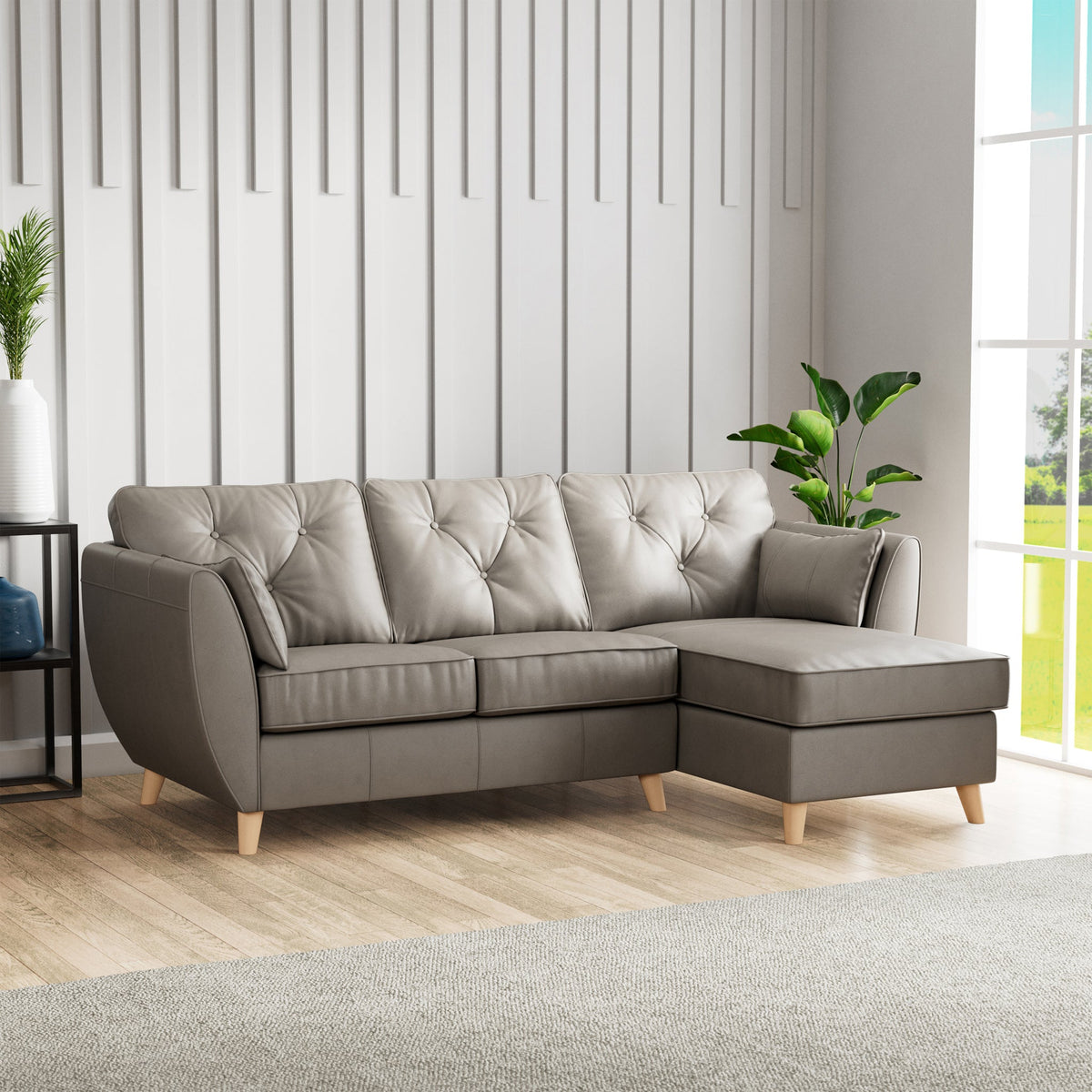 Edison Leather Chaise Sofa