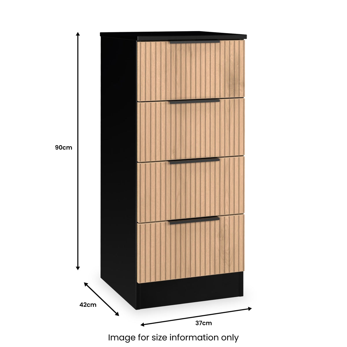 Jago Slatted Effect 4 Drawer Bedside Table