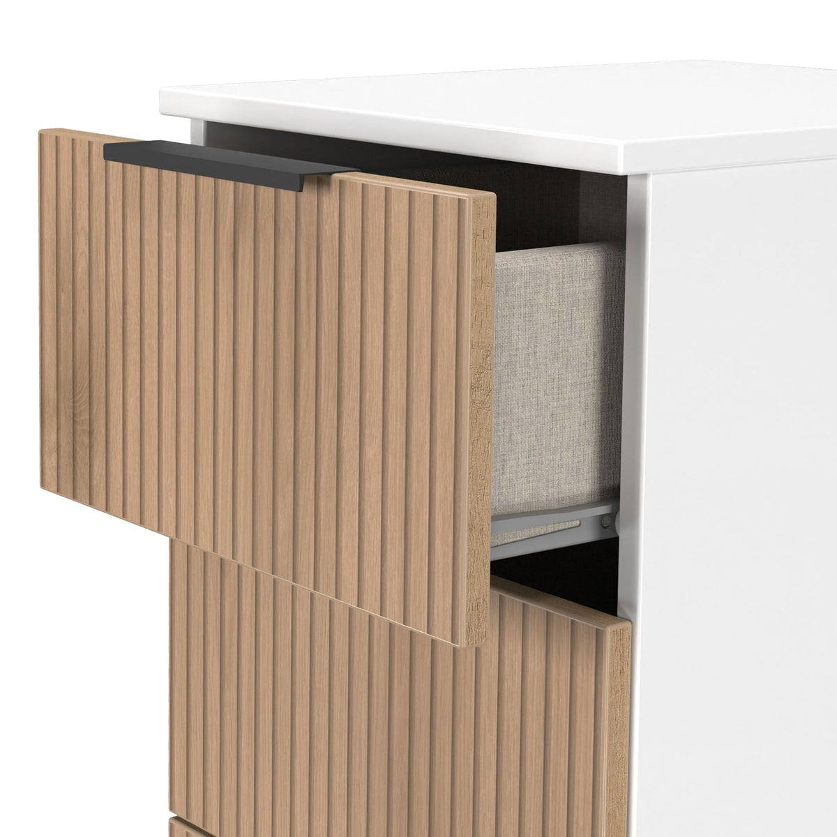 Jago Slatted Effect 4 Drawer Bedside Table