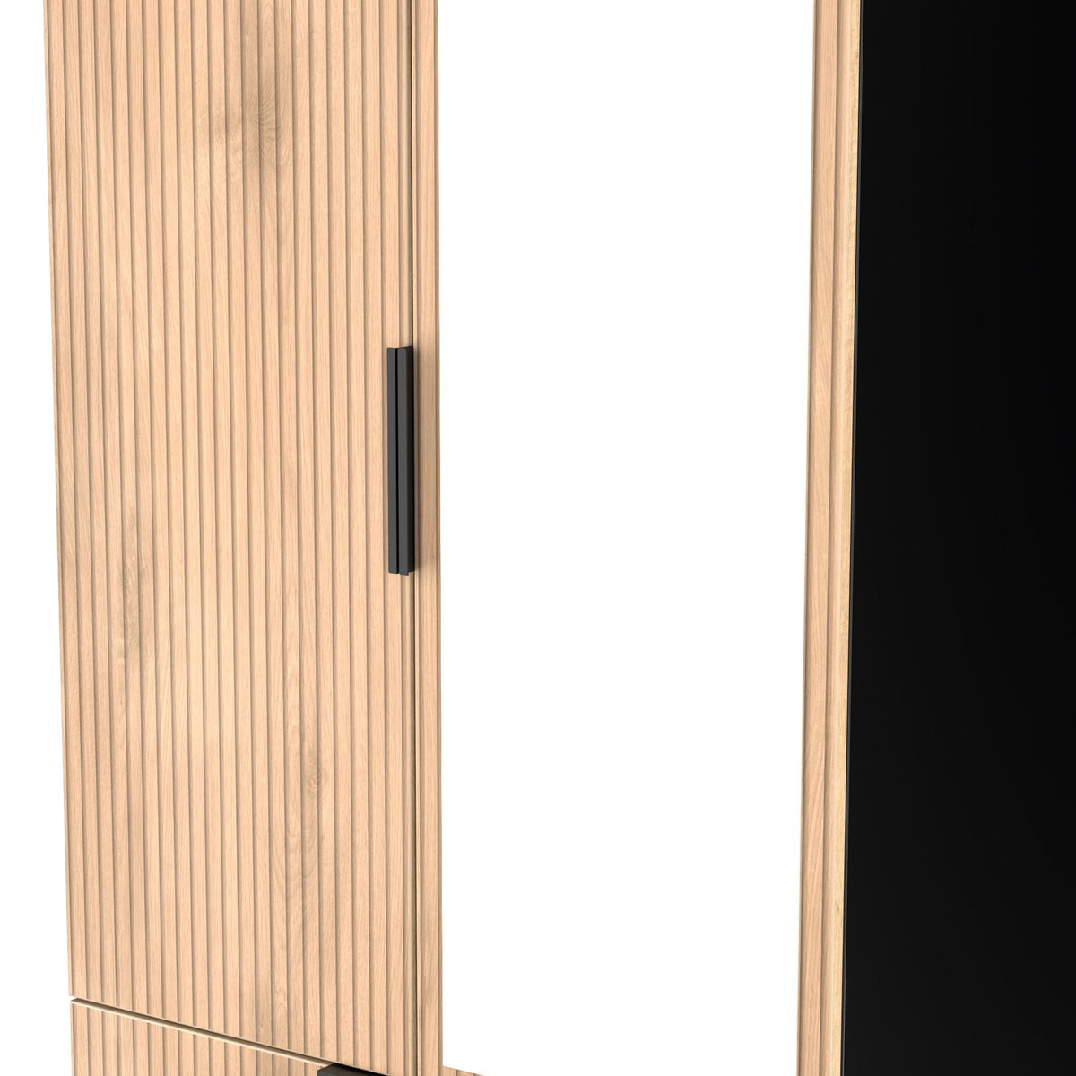 Jago Slatted Effect 2 Door 2 Drawer Mirrored Wardrobe